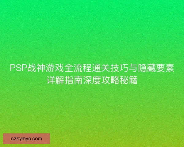 PSP战神游戏全流程通关技巧与隐藏要素详解指南深度攻略秘籍