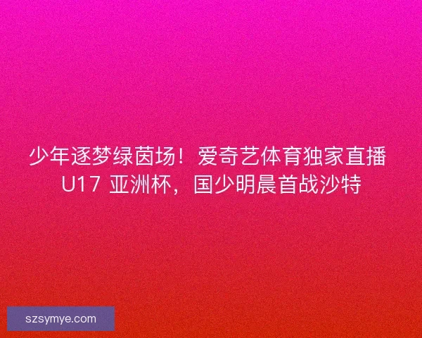 少年逐梦绿茵场！爱奇艺体育独家直播 U17 亚洲杯，国少明晨首战沙特