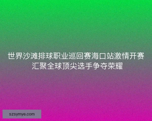 世界沙滩排球职业巡回赛海口站激情开赛 汇聚全球顶尖选手争夺荣耀