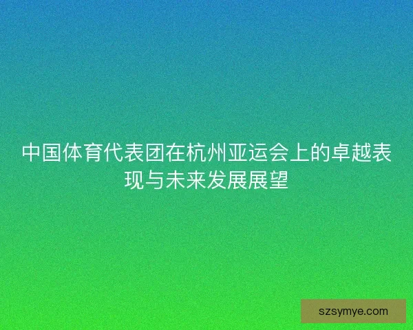 中国体育代表团在杭州亚运会上的卓越表现与未来发展展望
